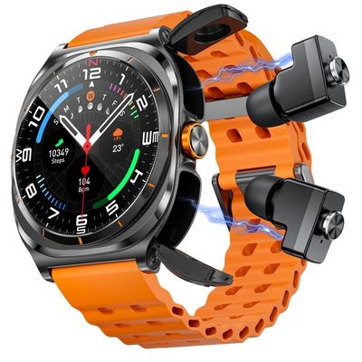 Хорошая цена. TWS Headset 2 в 1 NFC 1.53inch AMOLED Фитнес-трекер Здоровье Smartwatch GT98 Ultra онлайн