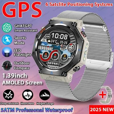 Хорошая цена. ChatGPT ИИ-ассистент GPS 5ATM водонепроницаемый Двухдиапазонный GNSS компас Военный спорт Умные часы онлайн