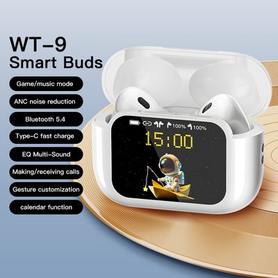 Хорошая цена. Беспроводные наушники Bluetooth с сенсорным экраном WT-9, перезаряжаемые, управление через приложение онлайн