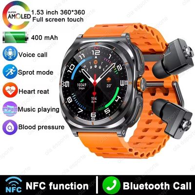 Хорошая цена. GT98 наушники умные часы,1.53 дюйма, поддержка Bluetooth Call / NFC / частота сердечных сокращений онлайн